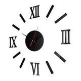 Maxbell 3D Wall Clock Roma Numerals Decoration Clock Black