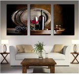 Maxbell 3 Panels Canvas Decor Wall Art Painting Picture Home Decor Red Wine 40x60cm