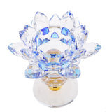 Maxbell Crystal Lotus Flower Candle Holder Tealight Home Feng Shui Decor Blue