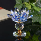 Maxbell Crystal Lotus Flower Candle Holder Tealight Home Feng Shui Decor Blue