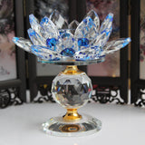 Maxbell Crystal Lotus Flower Candle Holder Tealight Home Feng Shui Decor Blue