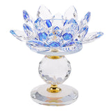 Maxbell Crystal Lotus Flower Candle Holder Tealight Home Feng Shui Decor Blue