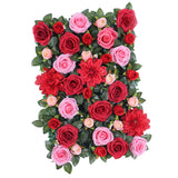 Maxbell Artificial Flower Wall Panels Wedding Venue Decor Red with Leaves