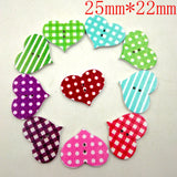 Maxbell 50 Colorful Heart Shape 2 Holes Wood Sewing Buttons Scrapbooking 25*22mm