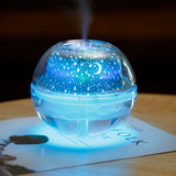 Maxbell USB 7 Color Changing Star Moon Projection Light Air Mist Humidifier Silver