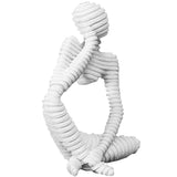 Maxbell Creative White Sandstone People Figurines Statue Shelf Sculpture Table Stand B