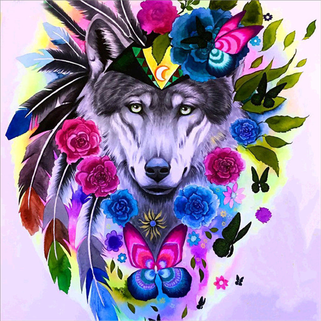 Maxbell 5D DIY Diamond Paintings Embroidery Cross Craft Stitch Indian Wolf