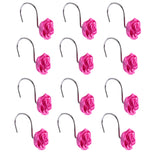 Maxbell 12 Piece Bathroom Resin Rose Shower Curtain Hook Hanger Holder  Rose Red