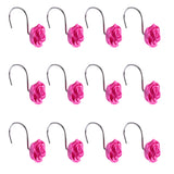 Maxbell 12 Piece Bathroom Resin Rose Shower Curtain Hook Hanger Holder  Rose Red