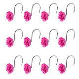 Maxbell 12 Piece Bathroom Resin Rose Shower Curtain Hook Hanger Holder  Rose Red