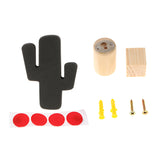 Maxbell Wooden Cactus-shape Hook Clothes Hat Jewelry Hanger Wall Decoration black