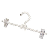 Maxbell 30cm Pearl Beaded Clothes Pants Hanger Trousers Dress Holder with Clip White