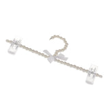 Maxbell 30cm Pearl Beaded Clothes Pants Hanger Trousers Dress Holder with Clip White