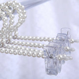 Maxbell 30cm Pearl Beaded Clothes Pants Hanger Trousers Dress Holder with Clip White