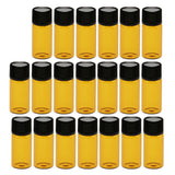 Maxbell Lots 20pcs Empty Clear Glass Dram Bottles Vials With Black Screw Cap Brown 3ml