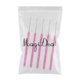Maxbell 5 Pieces Pulling Hook Needle Tools for Micro Ring Hair Extensions Rose Red