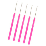 Maxbell 5 Pieces Pulling Hook Needle Tools for Micro Ring Hair Extensions Rose Red