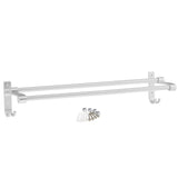 Maxbell Bathroom Wall Mounted Double Towel Rail Rack Holder Bar with Hooks 60cm(24")