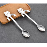 Maxbell Stainless Steel Hanging able Coffee Spoon Tableware Cartoon Cat silver