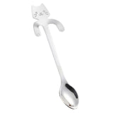 Maxbell Stainless Steel Hanging able Coffee Spoon Tableware Cartoon Cat silver