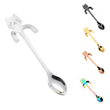 Maxbell Stainless Steel Hanging able Coffee Spoon Tableware Cartoon Cat silver