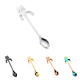 Maxbell Stainless Steel Hanging able Coffee Spoon Tableware Cartoon Cat silver