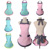 Maxbell Apron Home Kitchen Cooking Women Cotton Aprons Bowknot  Pink edge