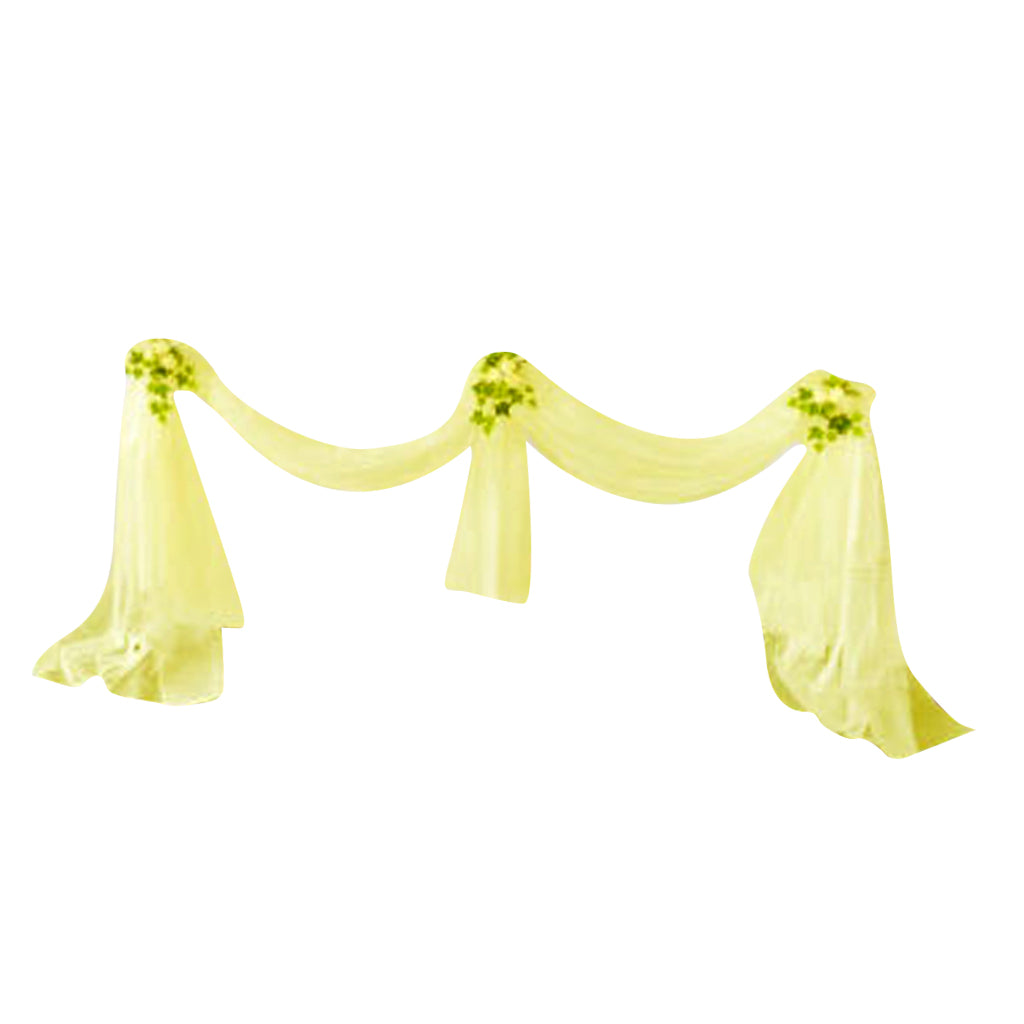 Maxbell Sheer Organza Fabric Bowknot Tulle Party Wedding Table Runner yellow