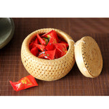 Maxbell Natural Round Bamboo Tea Box Candy Dried Foods Jar Container Storage L