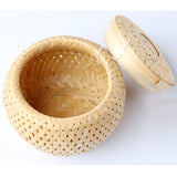 Maxbell Natural Round Bamboo Tea Box Candy Dried Foods Jar Container Storage L