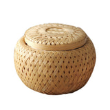 Maxbell Natural Round Bamboo Tea Box Candy Dried Foods Jar Container Storage L