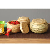 Maxbell Natural Round Bamboo Tea Box Candy Dried Foods Jar Container Storage L