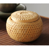 Maxbell Natural Round Bamboo Tea Box Candy Dried Foods Jar Container Storage L