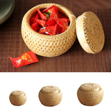 Maxbell Natural Round Bamboo Tea Box Candy Dried Foods Jar Container Storage S