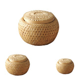 Maxbell Natural Round Bamboo Tea Box Candy Dried Foods Jar Container Storage S