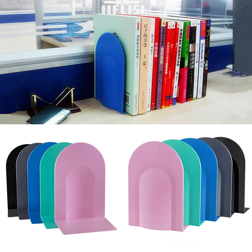 Maxbell L-Shaped Anti-skid Bookends Shelf Book Case Holder Home Office Grey