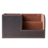 Maxbell Leather Office Desk Organizer Multi-functional Stationery Box Holder Coffee