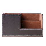 Maxbell Leather Office Desk Organizer Multi-functional Stationery Box Holder Coffee