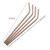 Maxbell 1 Piece Long Bent Stainless Steel Cocktail Drinking Mixing Straw Rose Gold