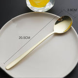 Maxbell Stainless Steel Long Handle Table Dinner Soup Spoon Tableware Light Gold