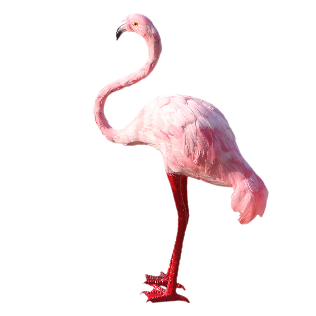 Maxbell Artificial Fur Flamingo Lawn Figurine Garden Ornament Looking up Pink