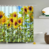 Maxbell Natural Scenery Shower Curtain Waterproof Bath Decor  Sunflower Blossom