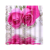 Maxbell Natural Scenery Shower Curtain Waterproof Bath Decor  Pink Rose