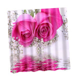 Maxbell Natural Scenery Shower Curtain Waterproof Bath Decor  Pink Rose