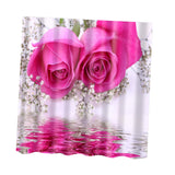 Maxbell Natural Scenery Shower Curtain Waterproof Bath Decor  Pink Rose