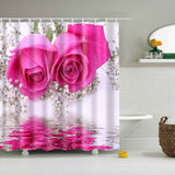 Maxbell Natural Scenery Shower Curtain Waterproof Bath Decor  Pink Rose