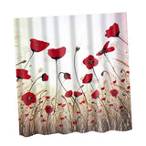 Maxbell Natural Scenery Shower Curtain Waterproof Bath Decor  Red Flora