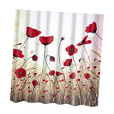 Maxbell Natural Scenery Shower Curtain Waterproof Bath Decor  Red Flora