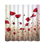 Maxbell Natural Scenery Shower Curtain Waterproof Bath Decor  Red Flora