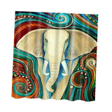 Maxbell Folk Style Bathroom Polyester Shower Curtain with 12 Hooks Set Elephant